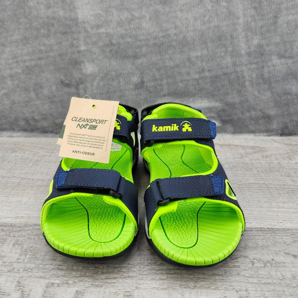 Kamik Lobster 2 Little Kid 12 (EU30) Navy Lime Sandals NIB